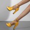 Santorini Peep Toe Cuban Heels Ankle Buckle Strap DOrsay Summer Party Platform - Yellow