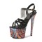 Peep Toe Stiletto 6 Inch Heels Rhinestone Tassels Ankle Buckle Straps Neon Pumps - Black