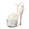 Peep Toe Stiletto 8 Inch Heels Ankle Buckle Straps Neon Pumps - White