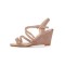 Peep Toe Buckle X Strap Wedge Platform Rhinestones Sandals  - Pink