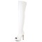 Peep Toe Over The Knees Stiletto Heels Side Zipper Low Platforms Boots - White Faux Leather