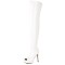 Peep Toe Over The Knees Stiletto Heels Side Zipper Low Platforms Boots - White Patent