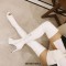 Peep Toe Over The Knees Stiletto Heels Side Zipper Low Platforms Boots - White Patent
