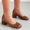 Square Toe Chunky Low Heels Classic Style Vintage Pumps - Black