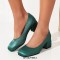 Square Toe Chunky Low Heels Classic Style Vintage Pumps - Black