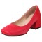 Square Toe Chunky Low Heels Classic Style Vintage Pumps - Red