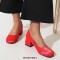 Square Toe Chunky Low Heels Classic Style Vintage Pumps - Black