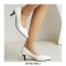 Pointed Toe Medium Kitten Heels Vintage Pumps - White