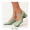 Round Toe Chunky Heels Bead Buckle Straps Mary Janes Pumps - Blue