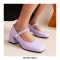 Round Toe Chunky Heels Bead Buckle Straps Mary Janes Pumps - Blue