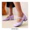 Round Toe Chunky Heels Bead Buckle Straps Mary Janes Pumps - Blue