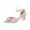 Strange Heels Pointed Toe Ankle Straps Dorsay Sandals - Beige