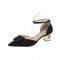 Strange Heels Pointed Toe Ankle Straps Dorsay Sandals - Black