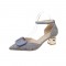 Strange Heels Pointed Toe Ankle Straps Dorsay Sandals - Gray Blue