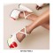 Round Toe Heart Stitched Chunky Heels Ankle Buckle Cross Straps Dorsay Platforms Pumps - Red