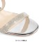 Peep Toe Rhinestones Ankle Buckle Straps Transparent Chunky Heels Sandals - Silver Patent