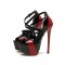 Peep Toe Stiletto Heels Platforms Ankle Buckle Straps Banquet Dorsay Pumps - Black