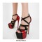 Peep Toe Stiletto Heels Platforms Ankle Buckle Straps Banquet Dorsay Pumps - Black