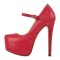 Pointed Toe Stiletto Heels Platforms Wicker Surface Pattern Mary Janes Pumps - Red Faux Leather