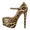 Pointed Toe Stiletto Heels Platforms Leopard Pattern Mary Janes Pumps - Tan Faux Leather