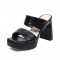 Peep Toe Platforms Chunky Heels Slippers Sandals - Black