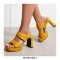 Peep Toe Platforms Chunky Heels Slippers Sandals - Yellow