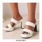 Peep Toe Chunky Heels Knitted Platforms Slippers Sandals - White