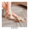 Peep Toe Chunky Open Heels Lace Up Pumps - Beige