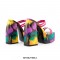 Chunky Heels Peep Toe Platforms Colorful Beach Slippers Sandals - Yellow