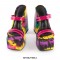 Chunky Heels Peep Toe Platforms Colorful Beach Slippers Sandals - Yellow