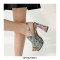 Peep Toe Platforms Chunky Heels Slingback Floral Print Sandals - Blue