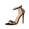 Ankle Straps Peep Toe Stiletto Heels Rivet Studded Sandals - Black