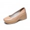 Square Toe Platforms Patent Wedges Loafers - Apricot