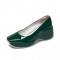 Square Toe Platforms Patent Wedges Loafers - Green