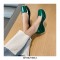 Square Toe Platforms Patent Wedges Loafers - Green