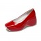 Square Toe Platforms Patent Wedges Loafers - Red