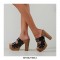 Chunky Heels Platform Peep Toe Buckle Outdoor Rivet Sandals  - Black