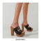 Chunky Heels Platform Peep Toe Buckle Outdoor Rivet Sandals  - Black