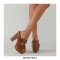 Chunky Heels Platform Peep Toe Buckle Outdoor Rivet Sandals  - Brown