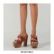 Chunky Heels Platform Peep Toe Buckle Outdoor Rivet Sandals  - Brown