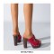 Chunky Heels Platform Peep Toe Buckle Flock Outdoor Rivet Sandals  - Red