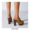Chunky Heels Platform Peep Toe Buckle Flock Outdoor Rivet Sandals  - Yellow
