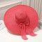 Brim Beach Visor Ribbon Summer Straw Fashion Hat - Red