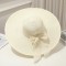 Brim Beach Visor Ribbon Summer Straw Fashion Hat - White