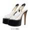 Peep Toe Stiletto Heels Transparent Ankle Chain Slingback Platforms Sandals - Black PVC