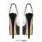 Peep Toe Stiletto Heels Transparent Ankle Chain Slingback Platforms Sandals - Black PVC