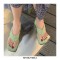 Peep Square Toe Platforms Wedges Flip Flops Sandals - Green