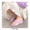 Peep Square Toe Platforms Wedges Flip Flops Sandals - Light Purple