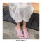 Peep Square Toe Platforms Wedges Flip Flops Sandals - Light Purple
