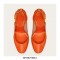 Round Toe Chunky Heels Platforms Ankle Straps Pumps - Orange